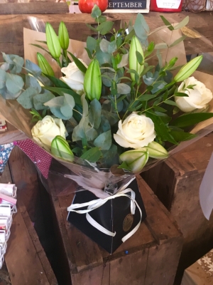White Lily and rose  Hand tied